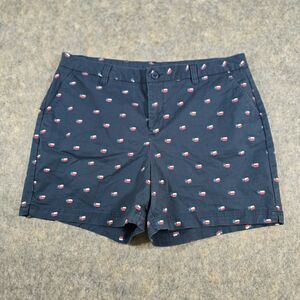Magellan Outdoors Womens Texas Flag Blue Chino Shorts Size 16 4" Inseam Summer